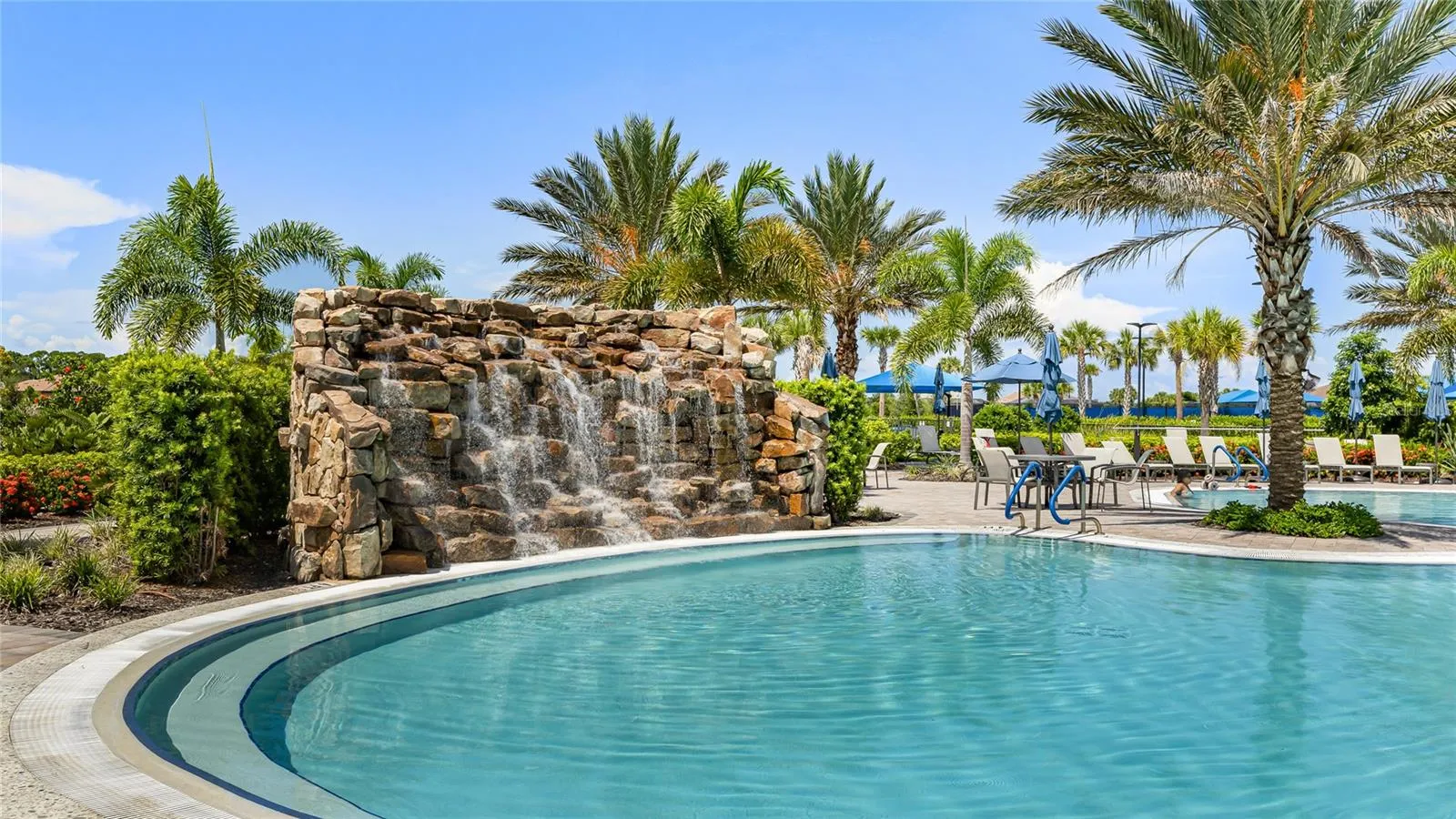 Rockl Waterfall in the resort style pool.