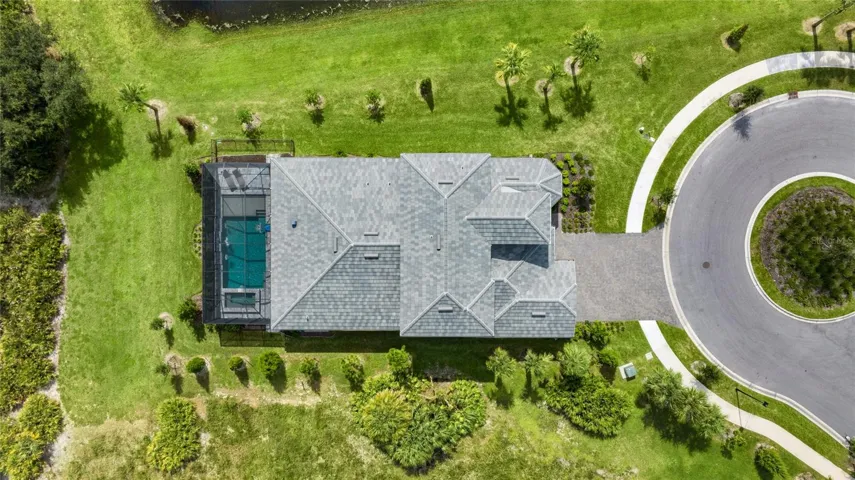 Aerial View of the home highlighting it sole residence on this cul-de-sac.