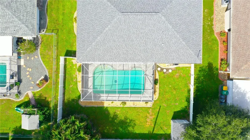 Aerial overhead of the backyard