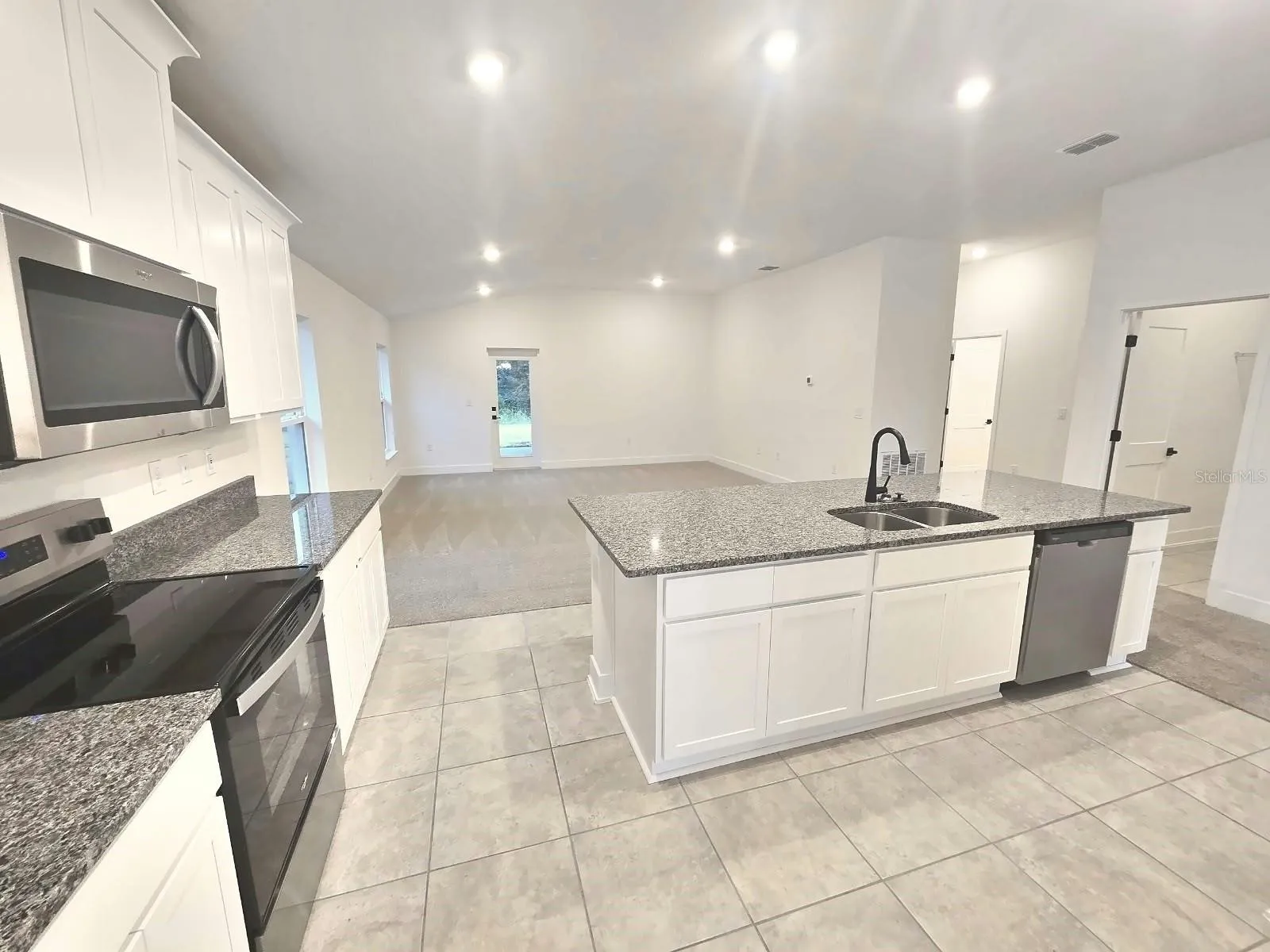 Kitchen and family room