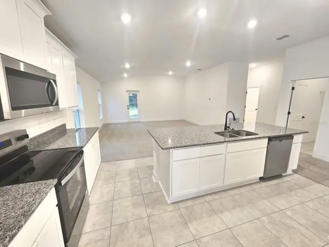 Kitchen and family room