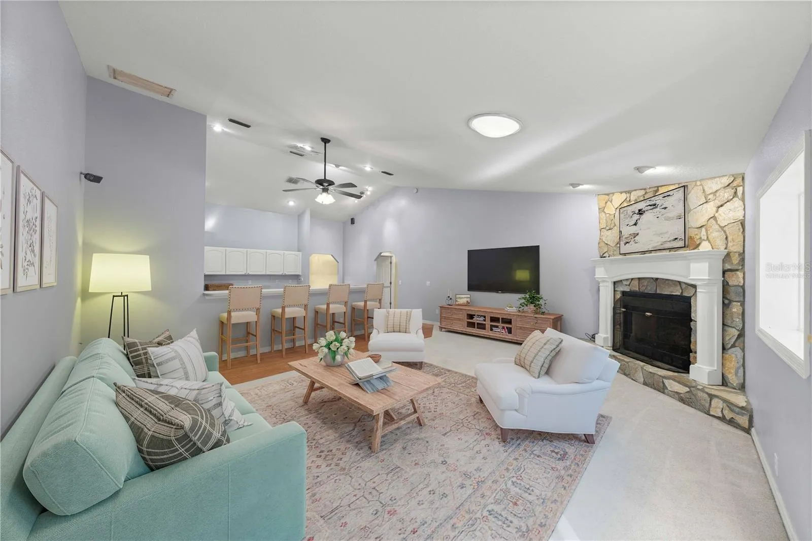 Virtually staged living room