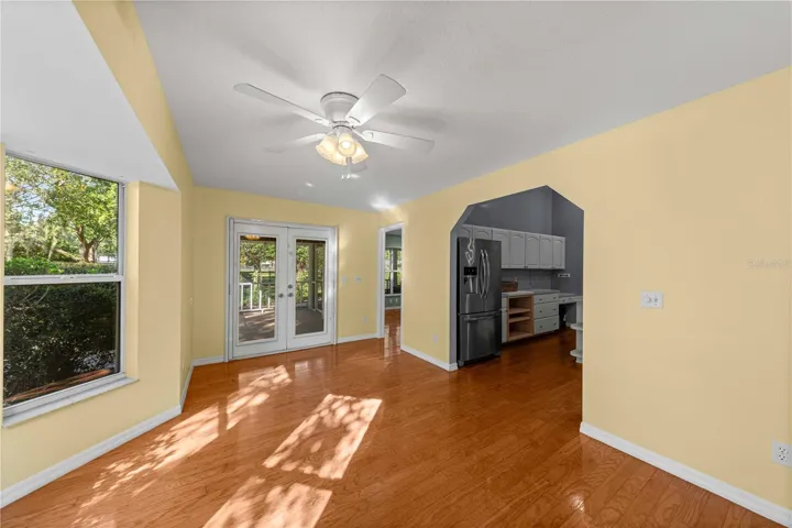 Dinning room with doors to porch