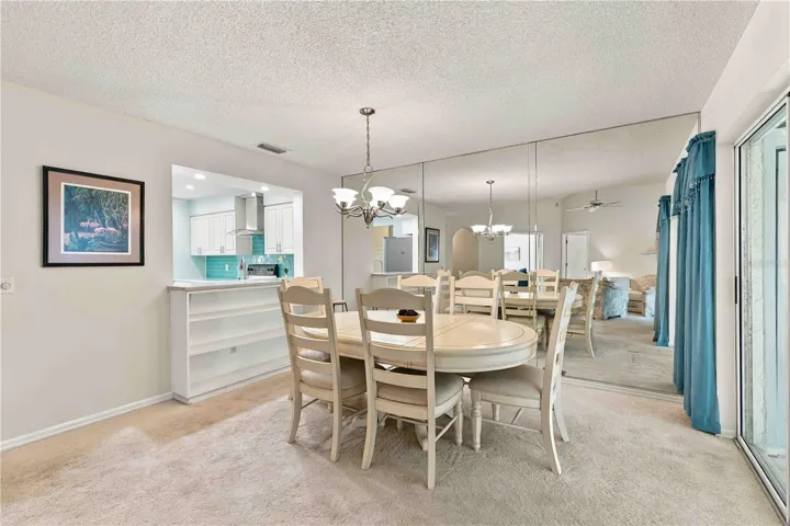 dining room with built in shelving