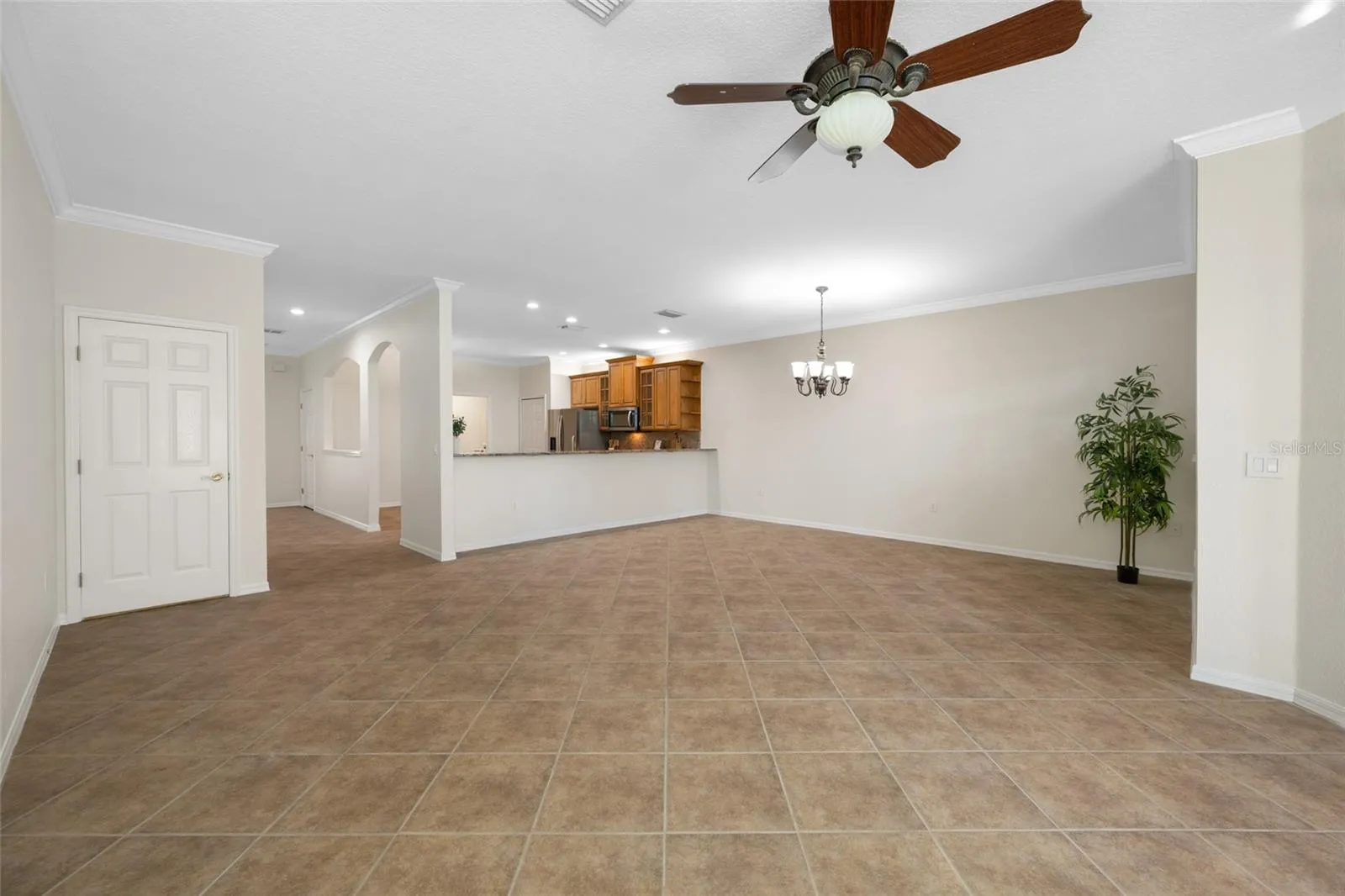 Reverse View of Great Rm to Dining Rm & Kitchen!