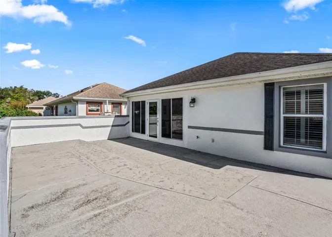 Concrete block and stucco home.