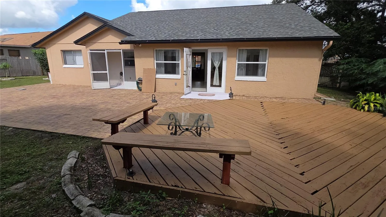 Back Yard wtih wood deck