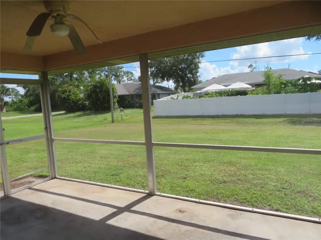 Lanai looking at Backyard