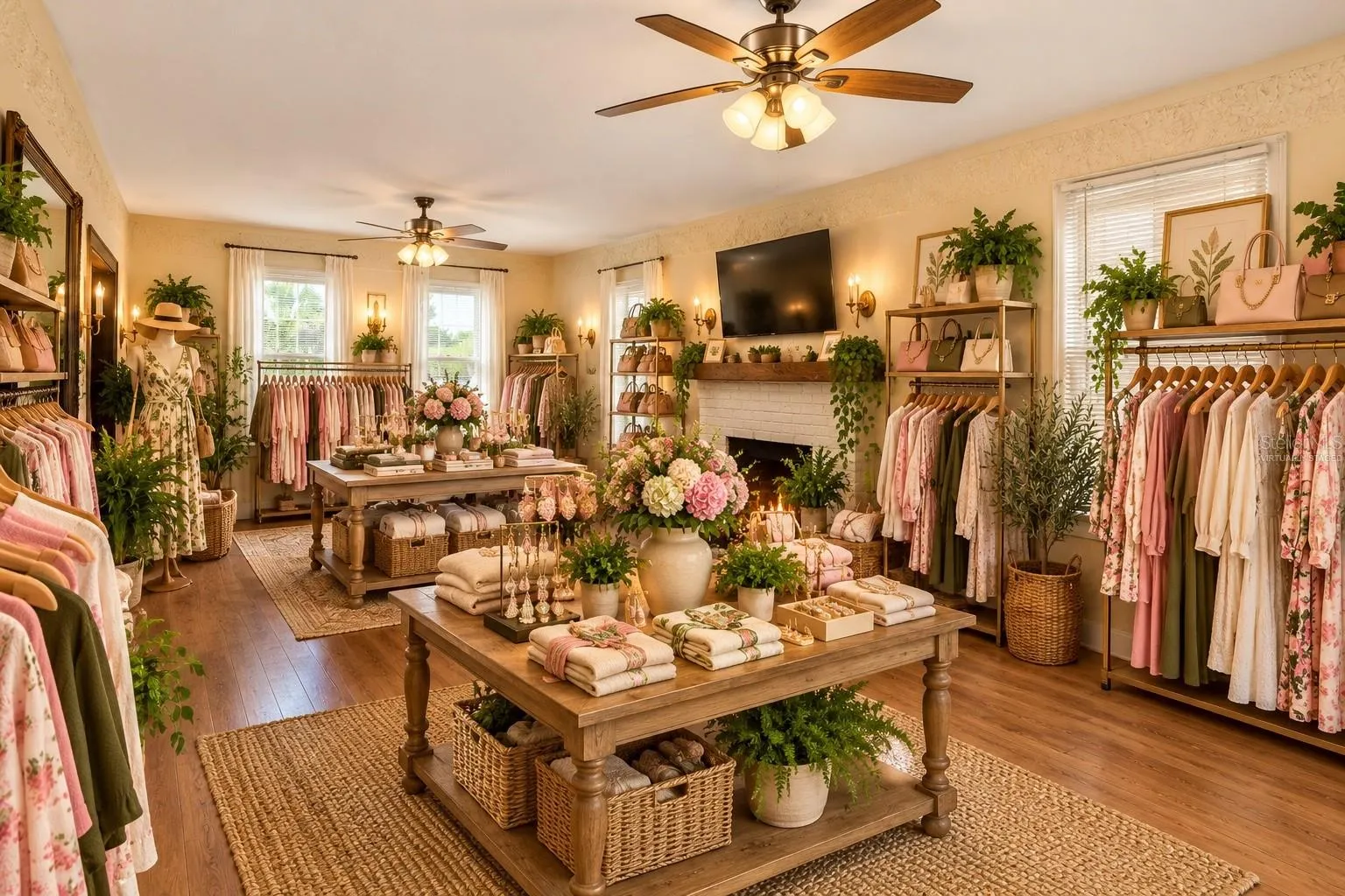 Living room (virtually staged as a boutique)