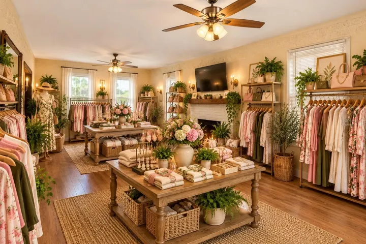 Living room (virtually staged as a boutique)