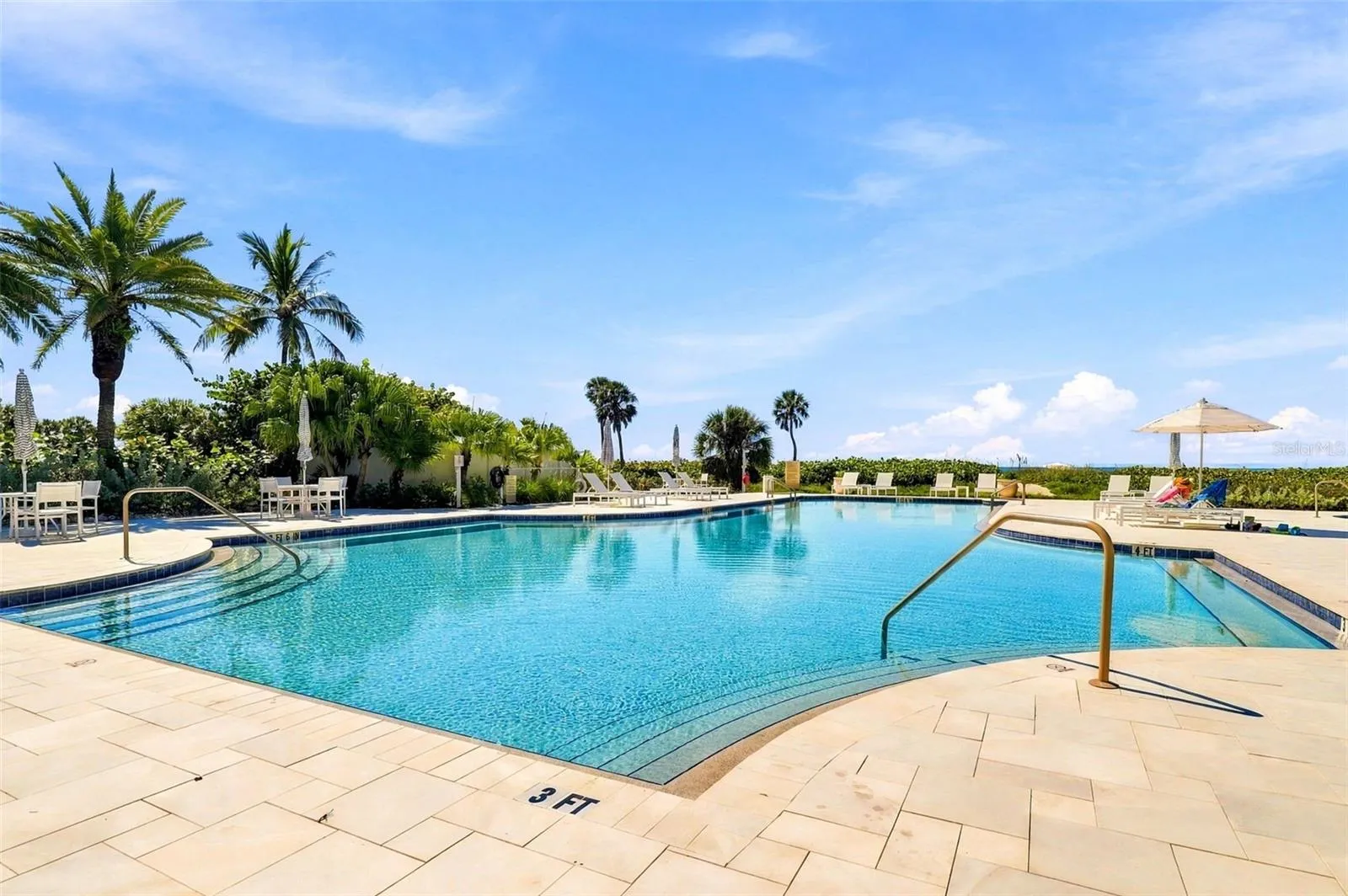 Heated pool with ample space to swim laps.
