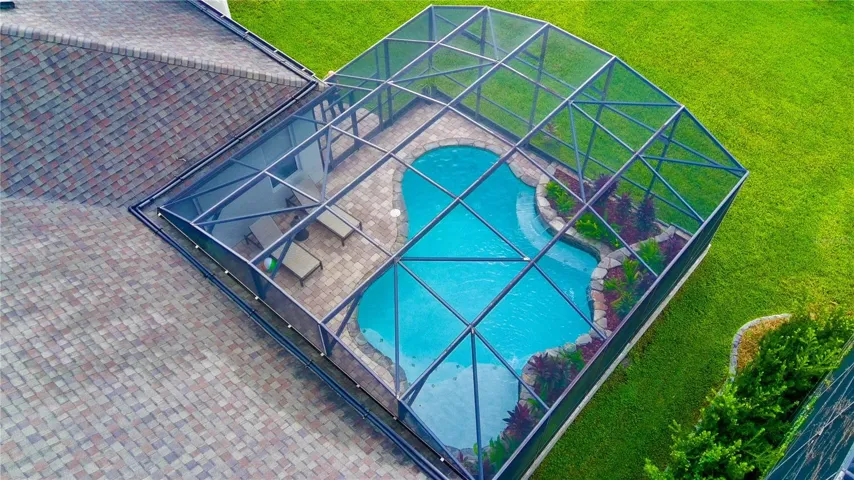 aerial photo of pool