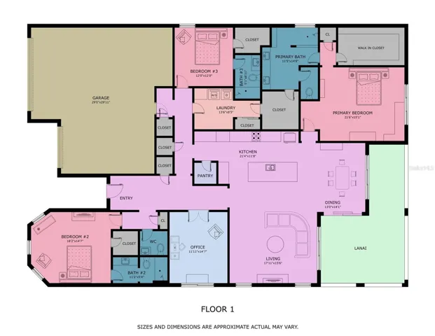 3 en-suite bedrooms with walk-in closets plus half bath!