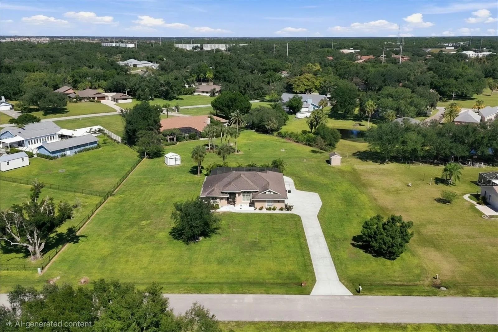 A piece of paradise with a nice extended driveway.