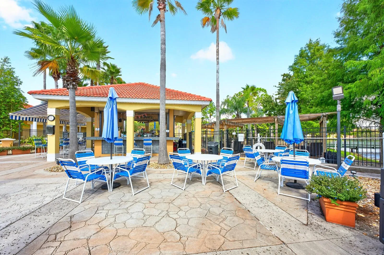 Plenty of outdoor seating near the pool.
