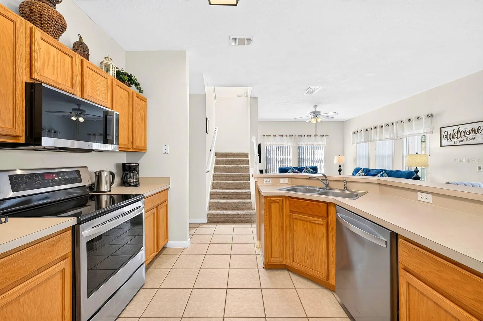 The Kitchen supplies ample cabinetry and counter space.