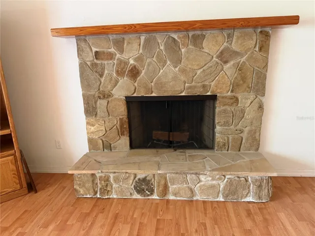 Stone fireplace