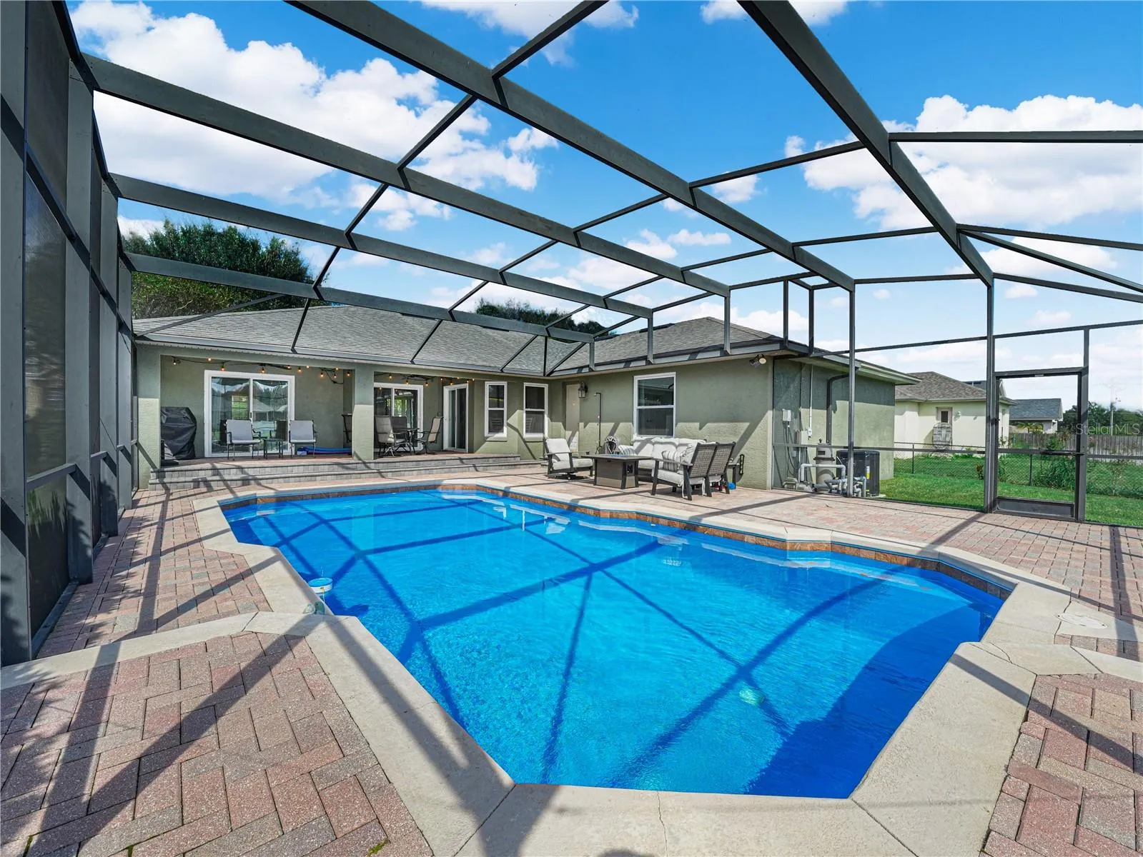 Salt Water and heated Pool is oversized and great for swimming laps