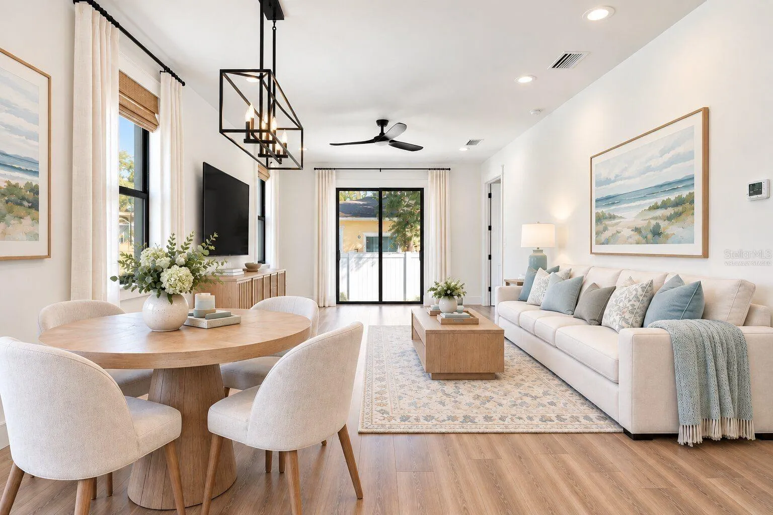 Virtually staged living and dining rooms