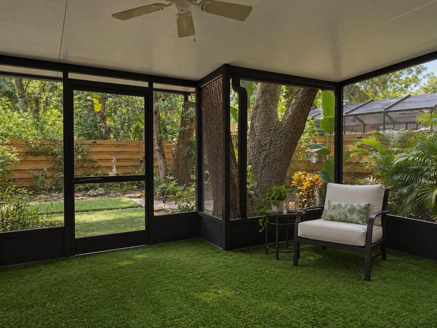 Virtually Staged large screened lanai