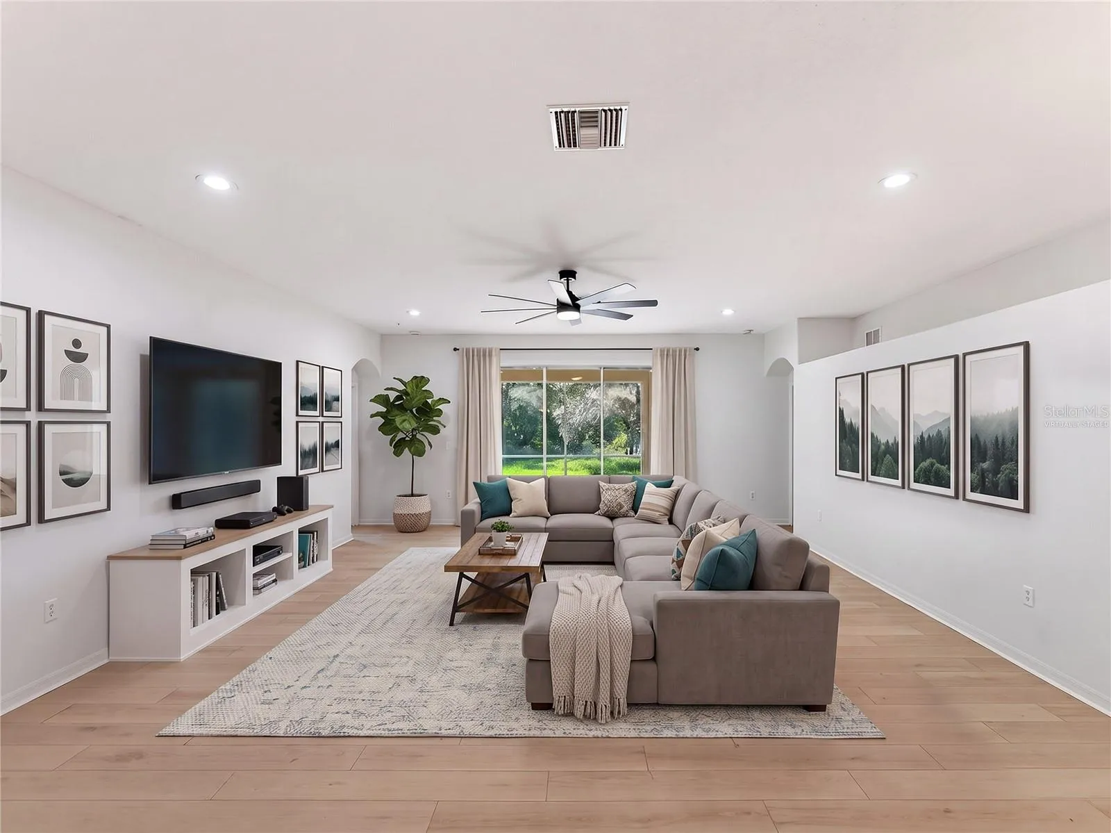 Virtually staged family room