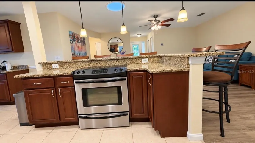 kitchen island with range