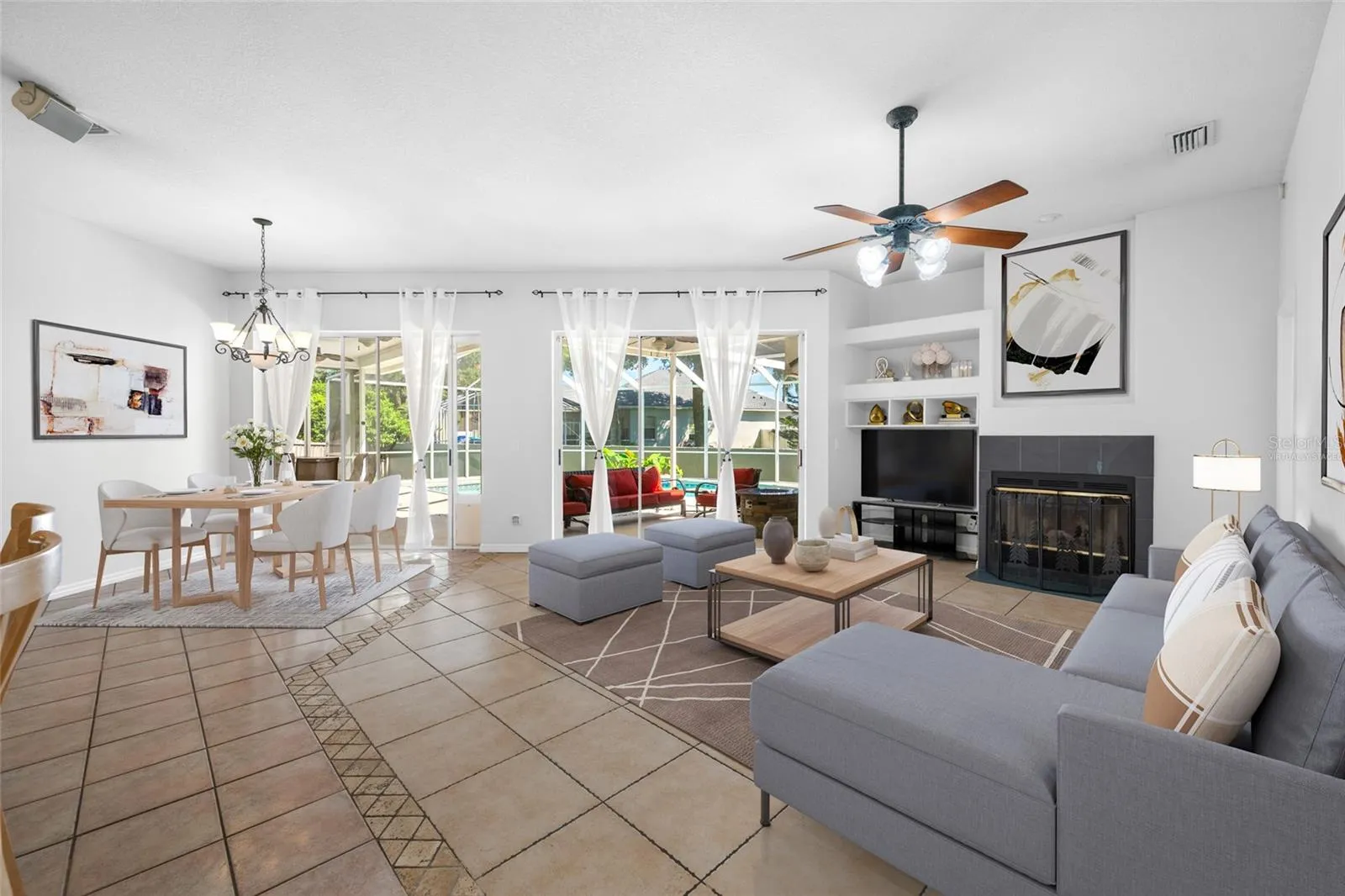Family Room &amp; Dining Area - VIRTUALLY STAGED