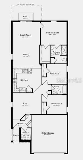 Floor Plan ~ Additional Highlights Include: GE refrigerator, laundry pkg, extended LVP flooring, whole house blinds, and vertical blinds on sliding doors