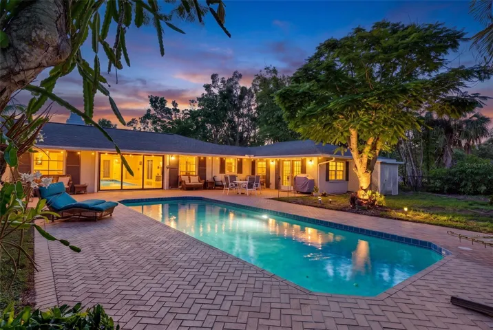 Nighttime Pool & Patio