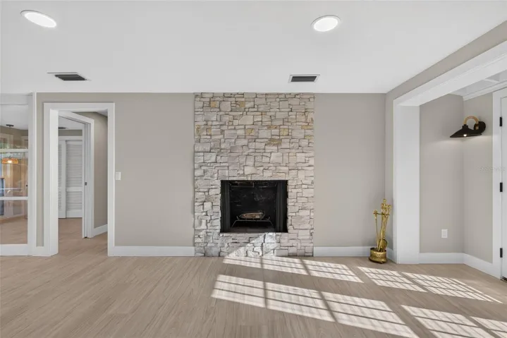Wood burning fireplace