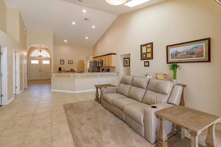 Open floorplan with tile floors throughout