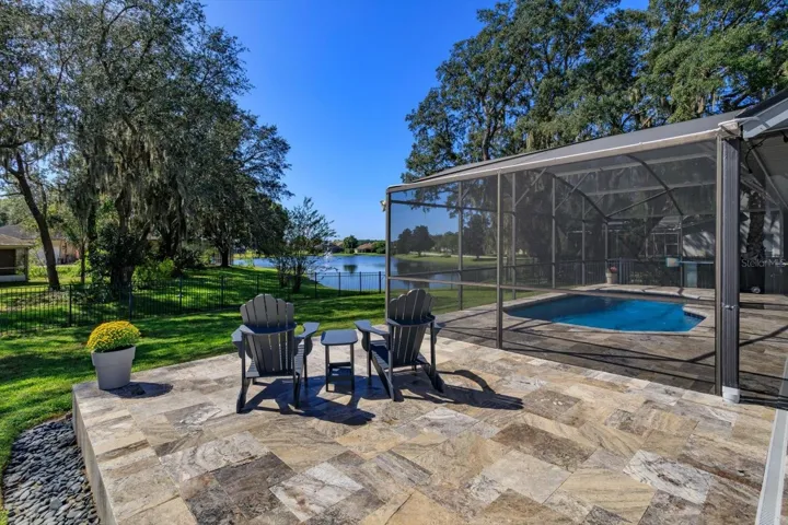 Open Travertine paver patio