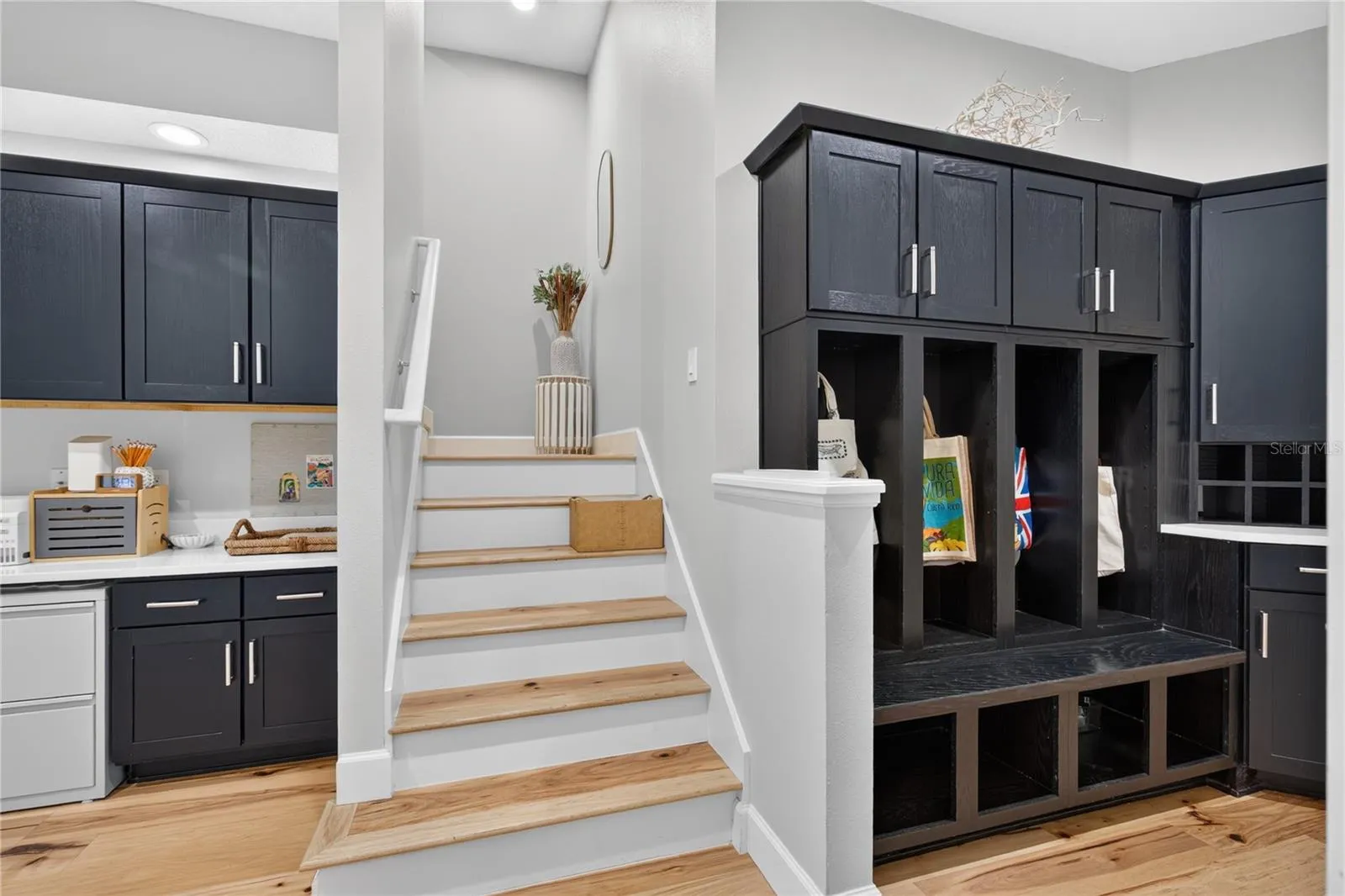 Hallway Drop Zone with Built-In Bench and Storage