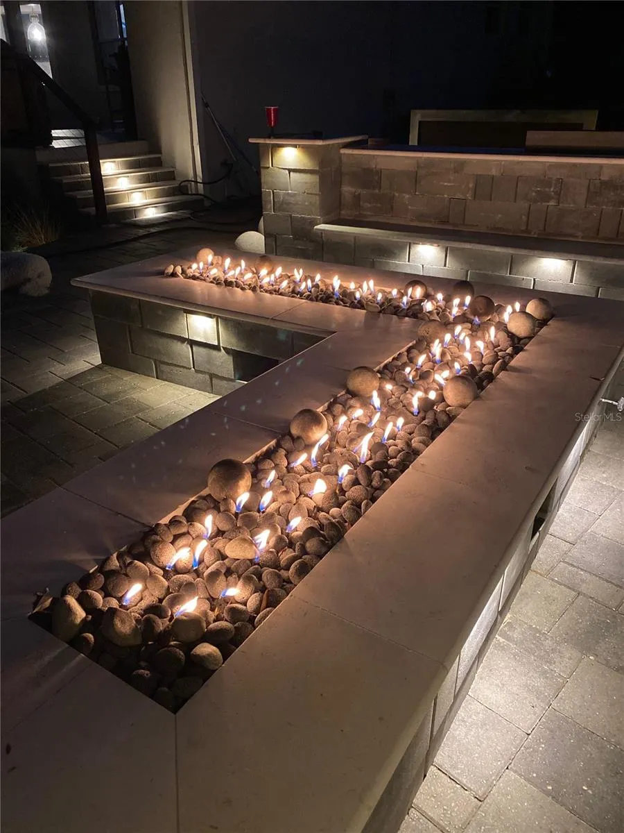 Custom Fire Feature with Travertine & Pennsylvania Bluestone