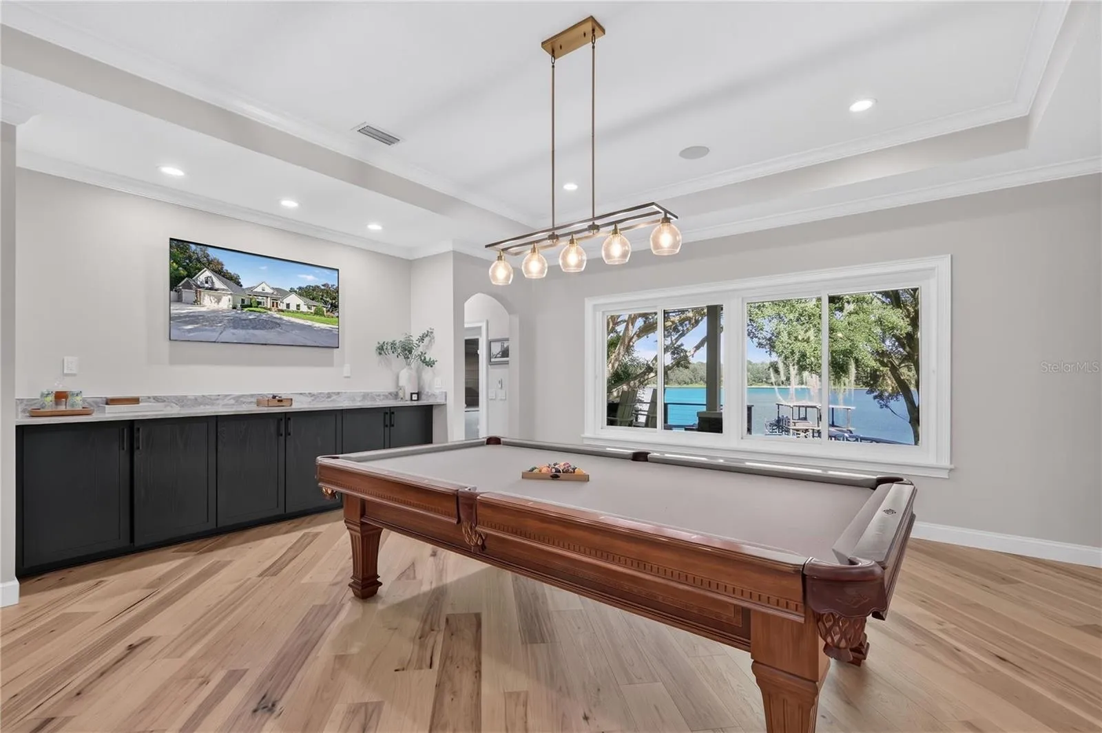 Billards Room with Buffet and Storage Cabinetry