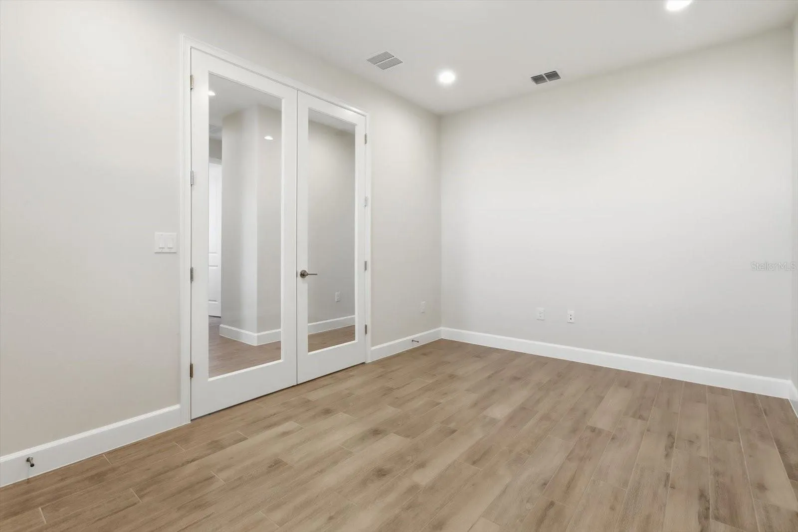 Flex room entrance just off of the foyer, upgraded glass doors.