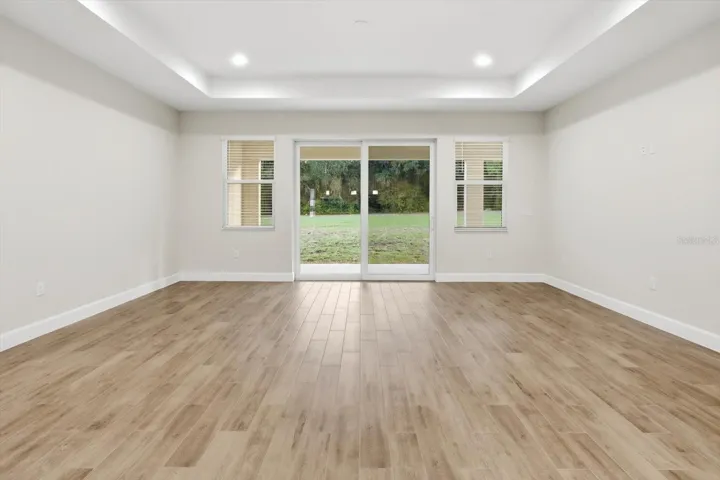 Tile plank flooring throughout the main living areas.