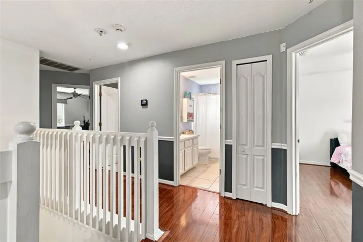 Your second story features a banister balcony, the secondary bedrooms, secondary bathrooms and primary suite.