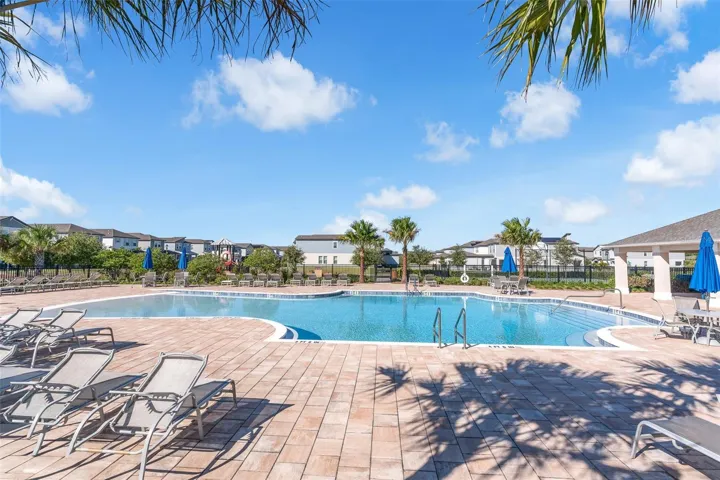 Poolside seating and lounge area