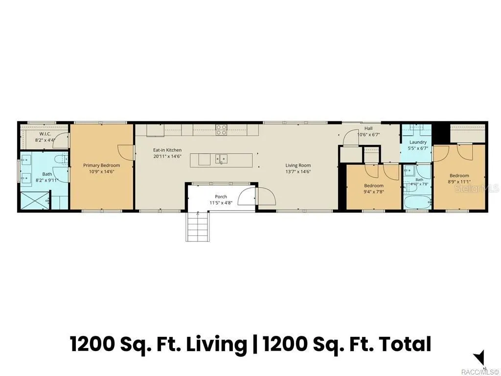 FLOOR PLAN! Explore the home's layout featuring 3 BEDROOMS, 2 BATHROOMS, an OPEN KITCHEN &amp; LIVING AREA, PRIMARY SUITE w/WALK-IN CLOSET, INDOOR LAUNDRY &amp; COVERED FRONT PORCH.