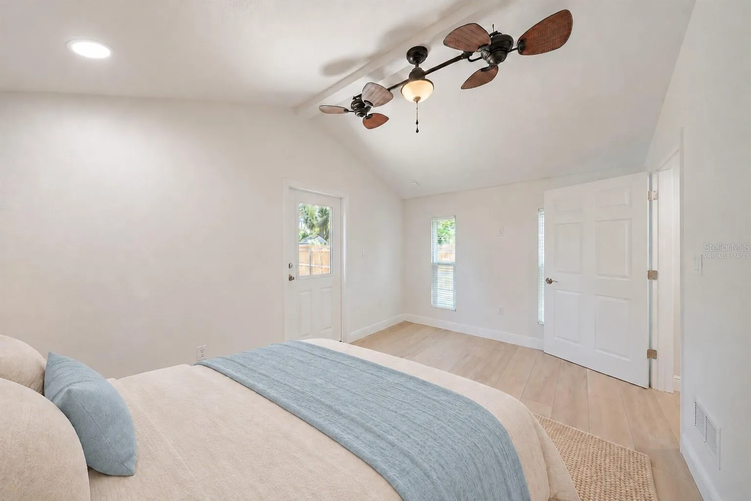 Virtually staged primary bedroom