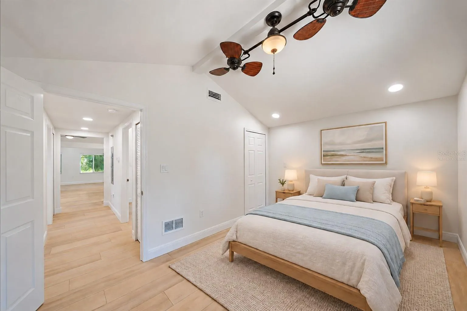 Virtually staged primary bedroom