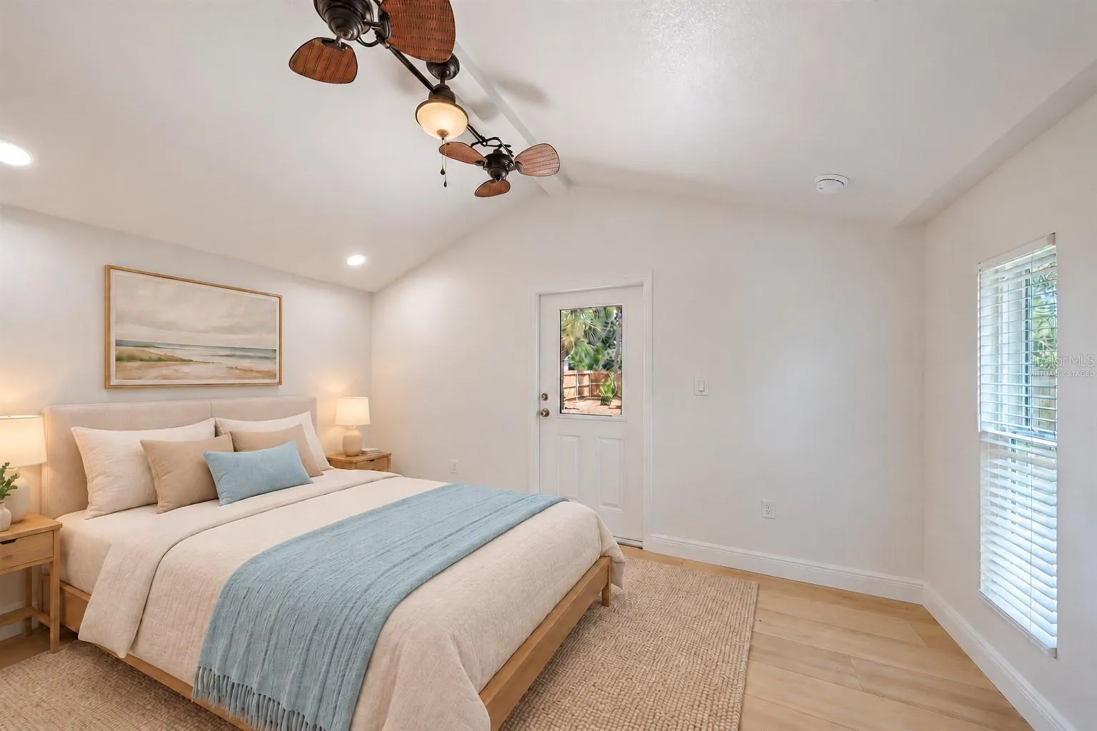 Virtually staged primary bedroom