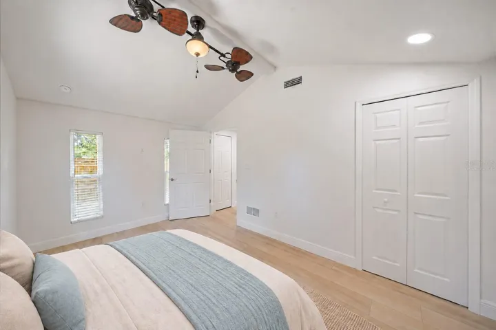 Virtually staged primary bedroom