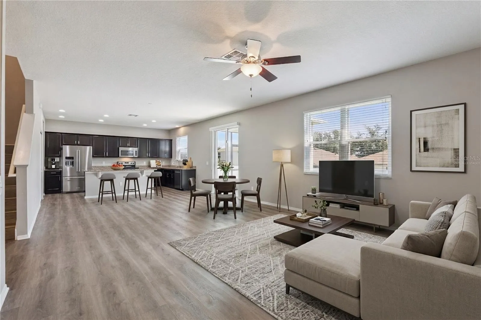 Virtually staged great room