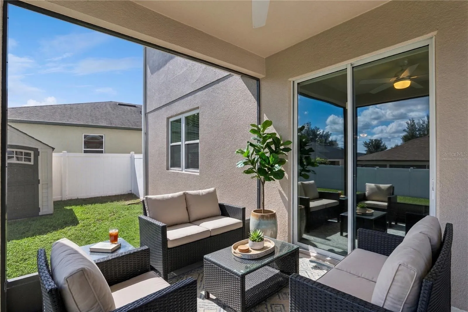 Virtually staged screened patio