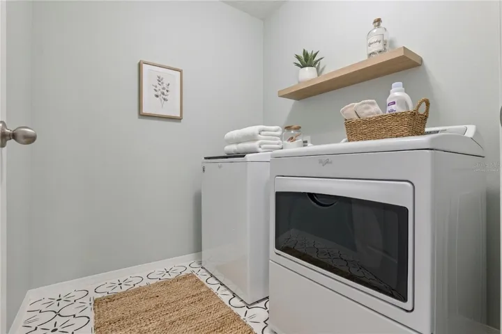 Virtually staged. Laundry room