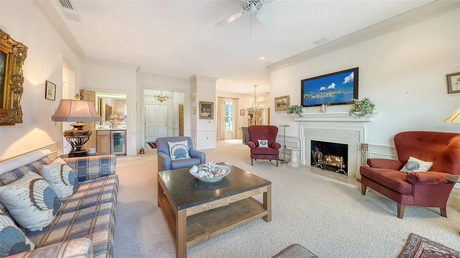Spacious Living Room w/Wood-Burning Fireplace