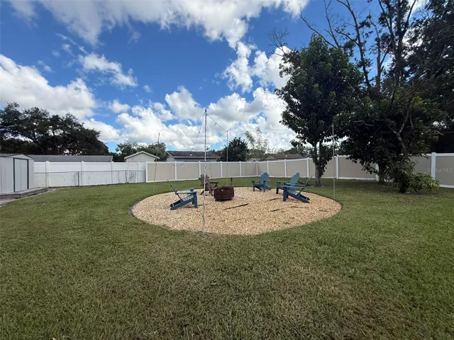 Fenced in backyard gathering Area
