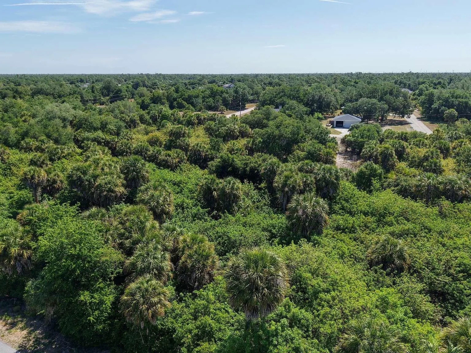 Aerial view of the lot and surrounding area.